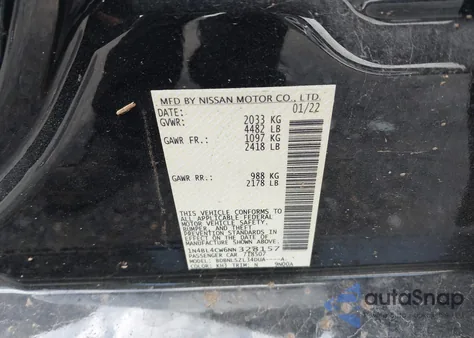 2022 Nissan Altima Sr Intelligent Awd from USA, damaged, VIN 1N4BL4CW6NN328157